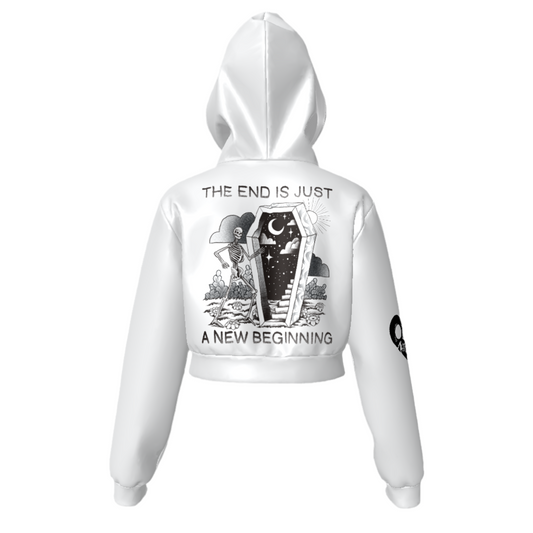 NEW BEGINNING Zip Up Crop Hoodie